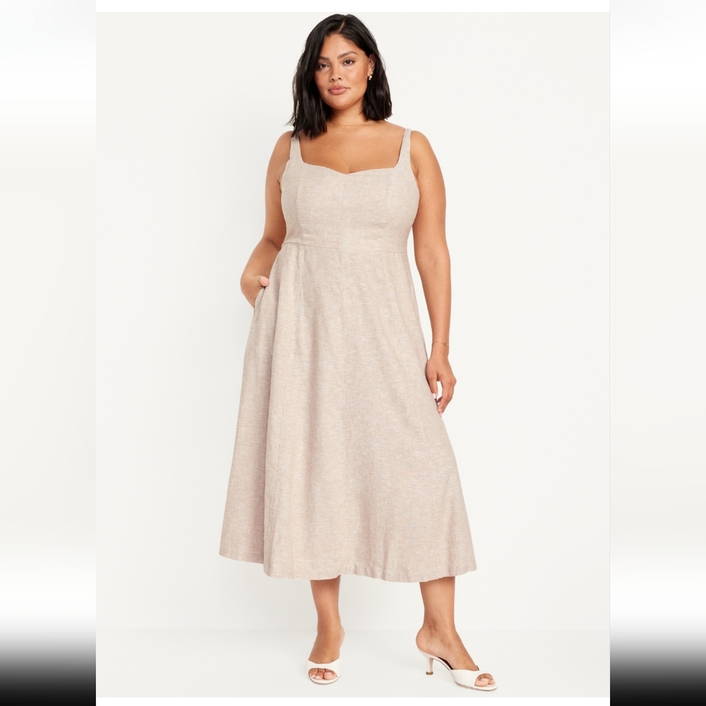 Elegant Beige Sleeveless Dress